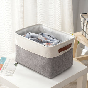Thickened foldable portable clothing storage basket books snacks – Grey White