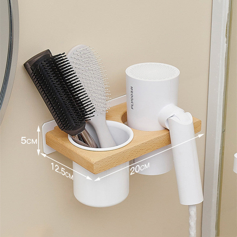 No-Drill Solid Wood Hair Tool Rack – alternate view