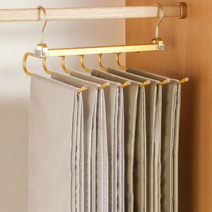 6-Tier Space-Saving Pants Hanger – Gold