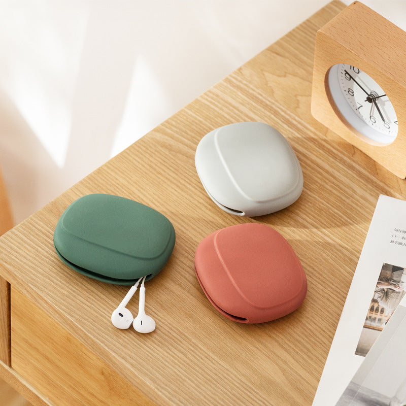 Silicone earphone cable bag Data cable storage case Silicone storage – grey
