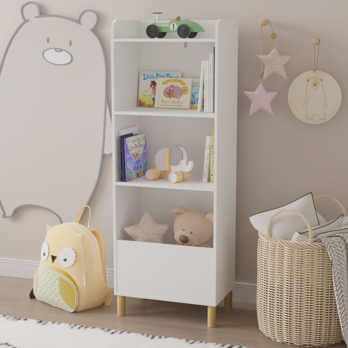 Kids 4-Tier Bookcase Children's Book Display Bookshelf Toy Storage – alternate view