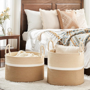 Extra-Large Cotton Rope Blanket Basket with Handles