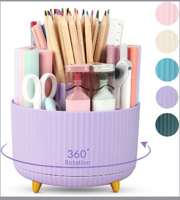 Home desktop rotatable dustproof large capacity pen holder storage – alternate view
