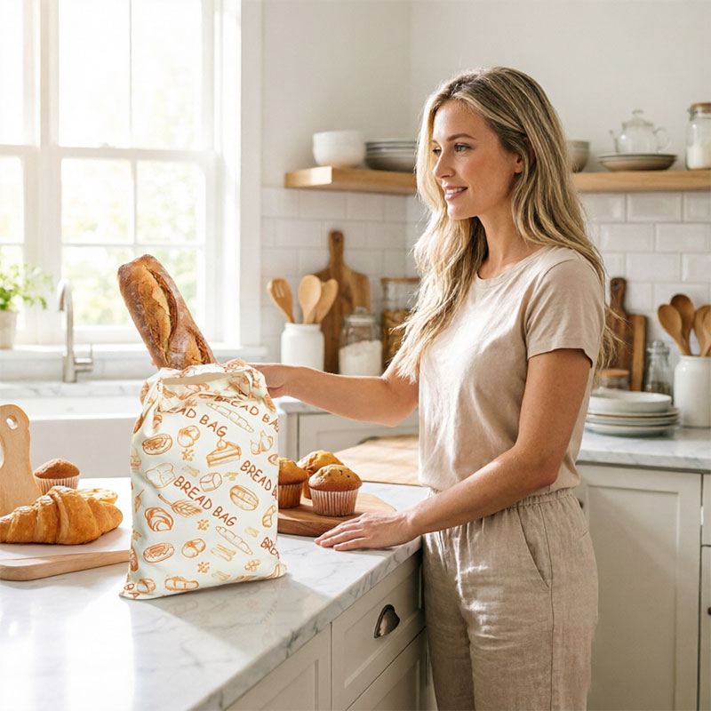 Reusable Beeswax Bread Bags – Natural Beeswax-Lined Cotton Bags for – alternate view