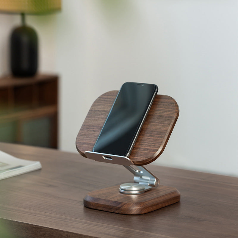Adjustable Walnut Wood Tablet Stand – alternate view