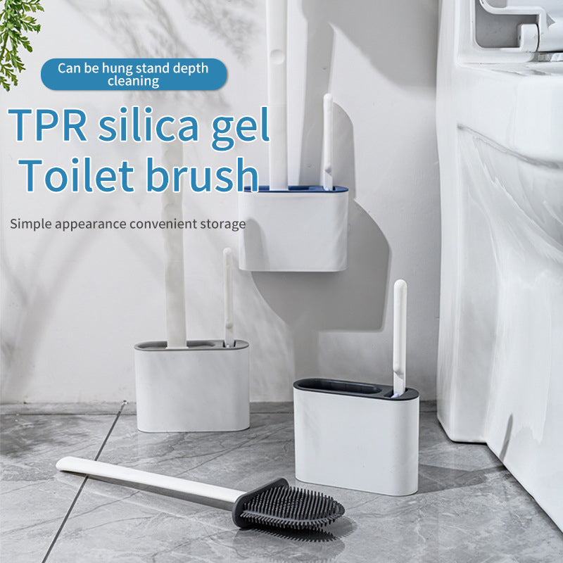 Wall-Mounted Silicone Toilet Brush Set – Grey