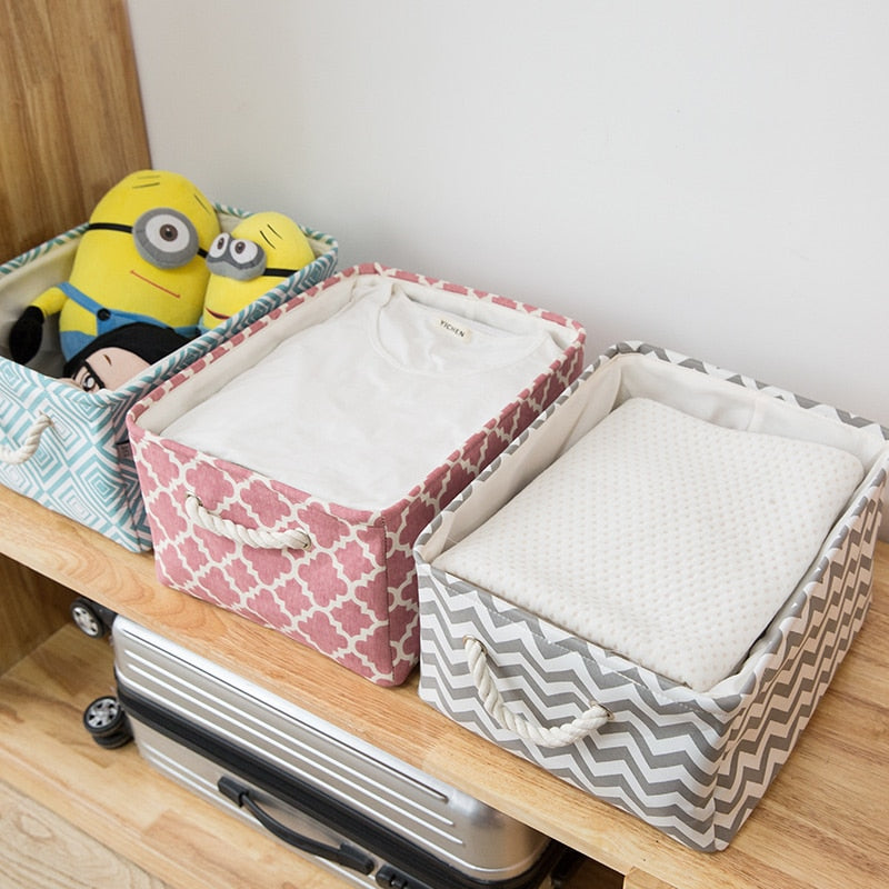 Foldable Canvas Cube Storage Bin with Handles – alternate view