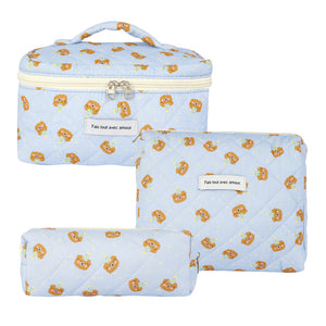 Floral Quilted Travel Cosmetic Bag – Checkered flowers