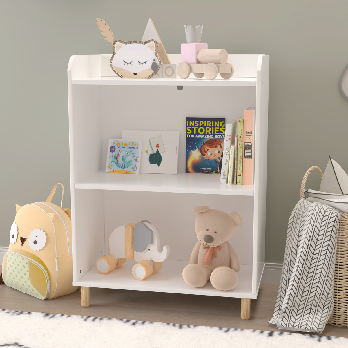 Kids 3-Tier Bookcase Children's Book Display Bookshelf Toy Storage – alternate view