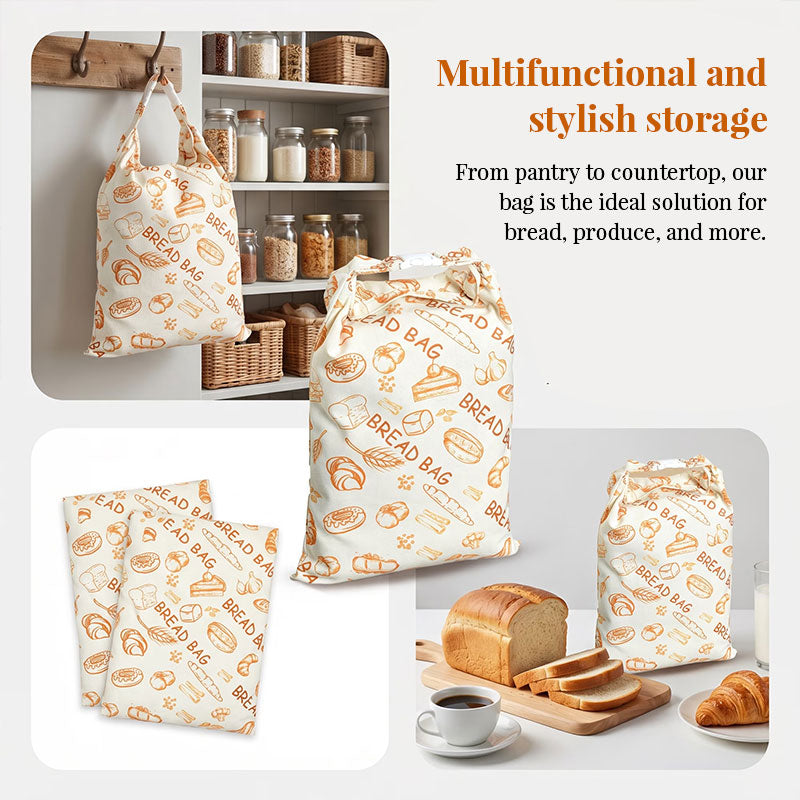 Reusable Beeswax Bread Bags – Natural Beeswax-Lined Cotton Bags for – alternate view