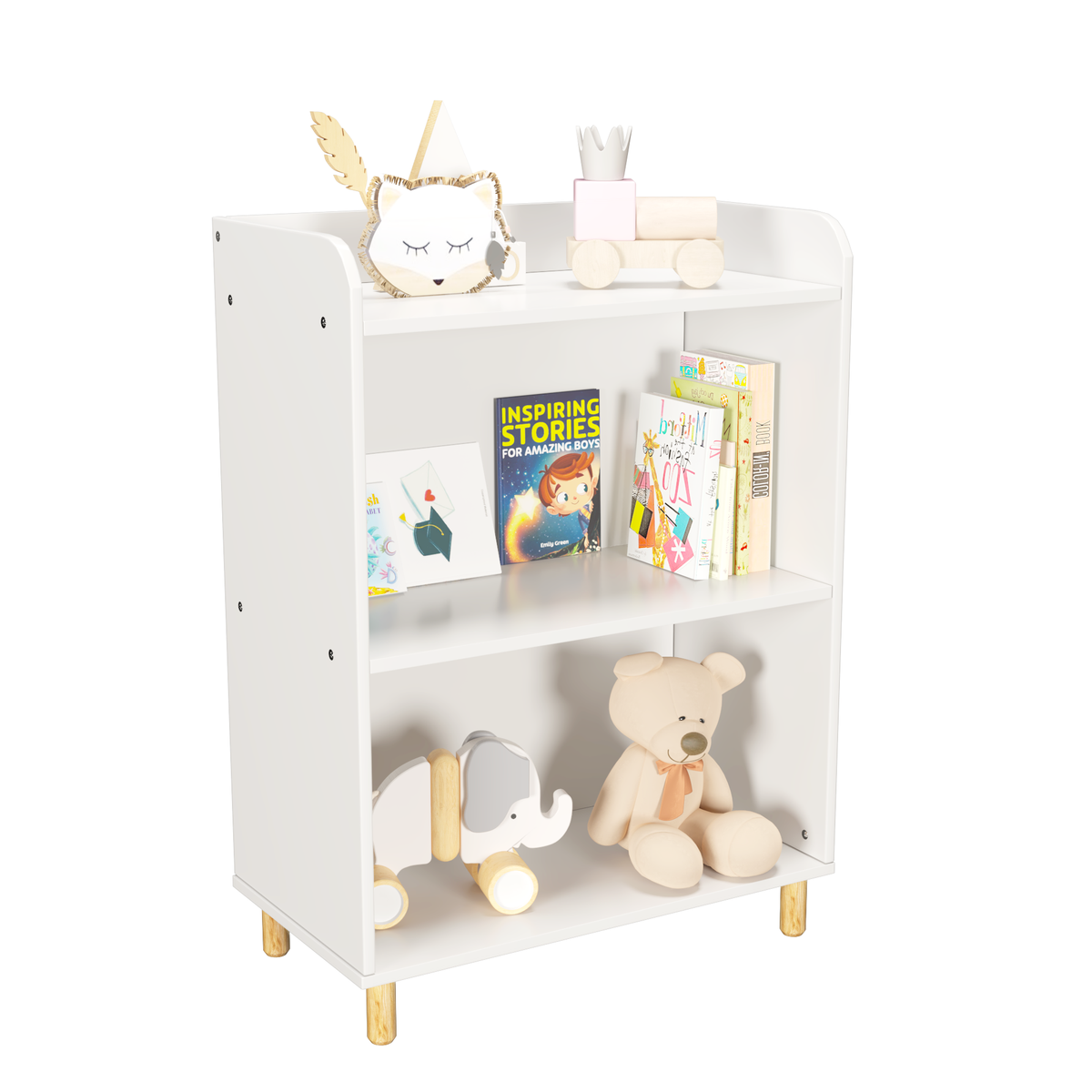 Kids 3-Tier Bookcase Children's Book Display Bookshelf Toy Storage – alternate view