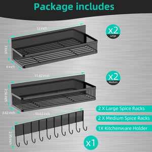 New Magnetic Shelf Moveable Magnetic Fridge Organizer Rack Seasoning – 5PCS