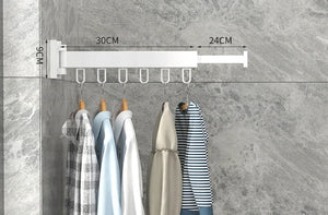 Retractable Cloth Drying Rack Folding Clothes Hanger Wall Mount – 3 rod black 18 hook