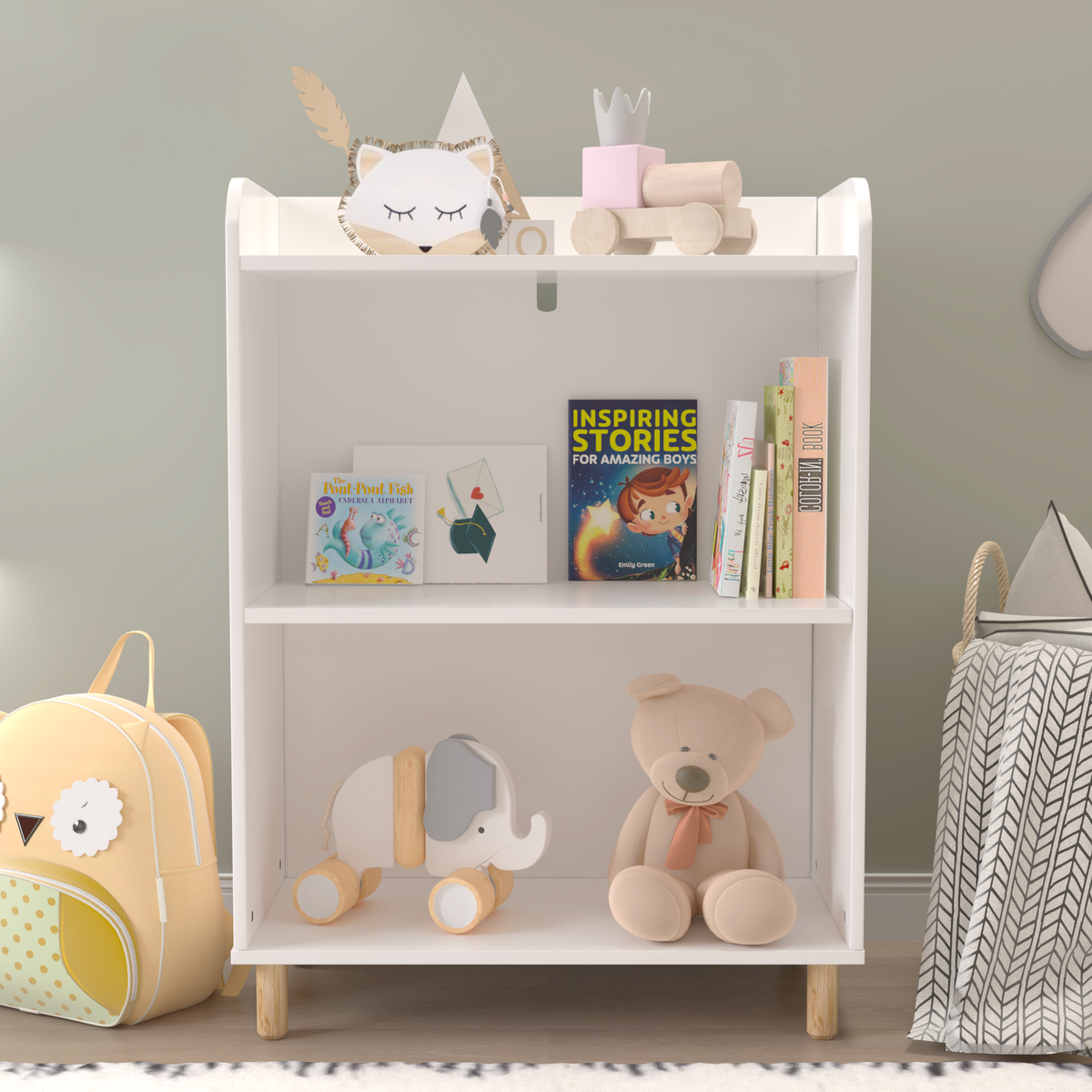 Kids 3-Tier Bookcase Children's Book Display Bookshelf Toy Storage – alternate view