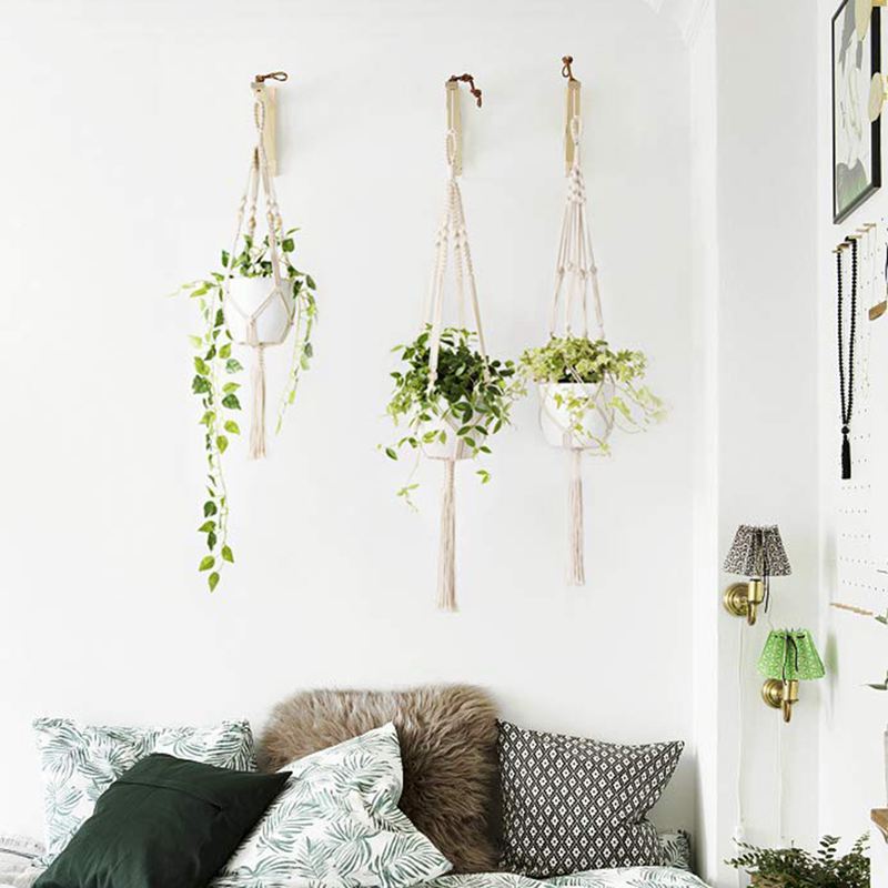 Macrame Plant Hanger Set Of 5 Indoor Wall Hanging Planter Basket – alternate view