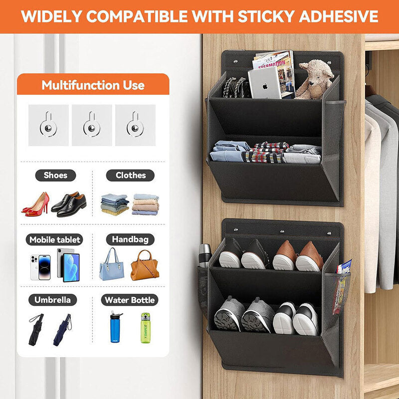 RV shoe storage (adhesive), over-door rack with deep pockets – for – alternate view