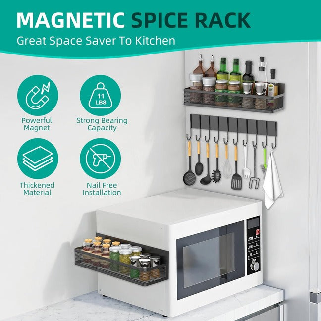 New Magnetic Shelf Moveable Magnetic Fridge Organizer Rack Seasoning – 3PCS