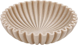 Beige Ruffle Decorative Bowl – 10″ Artificial Stone