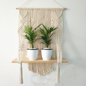 Macrame Plant Hanger with Shelf Rope Planter Pot Basket Hanger – Blue