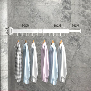 Retractable Cloth Drying Rack Folding Clothes Hanger Wall Mount – 2 rod black 12 hook