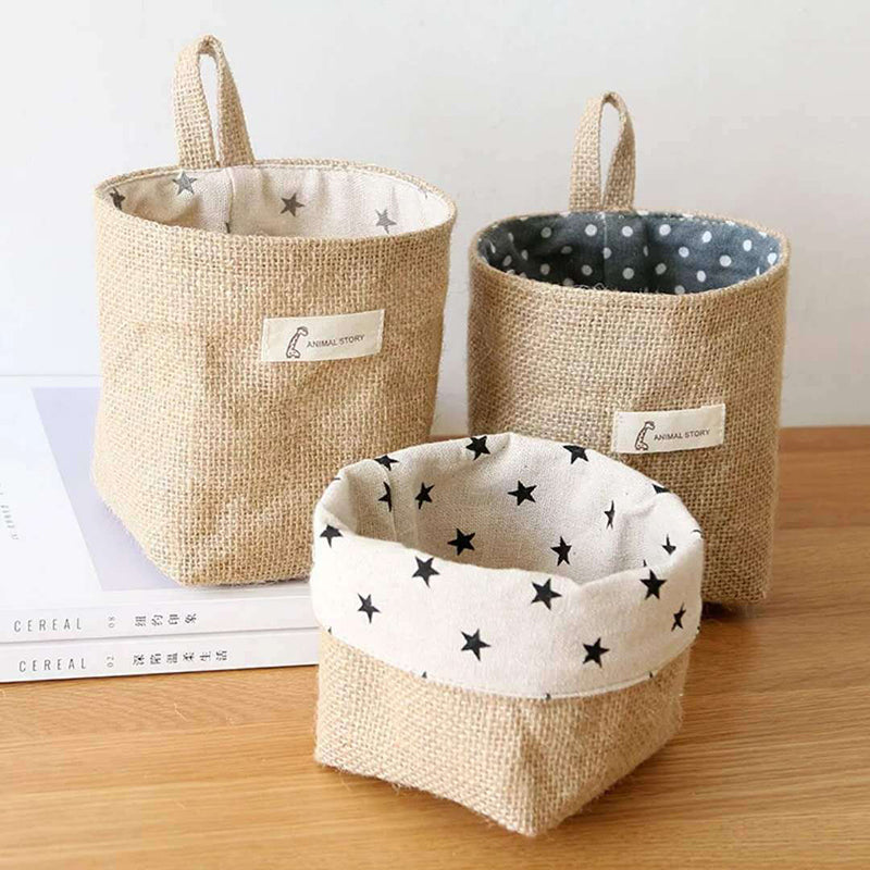 Cotton and Linen Storage Hanging Bag Wall Hanging Behind The Door – Black Five Star