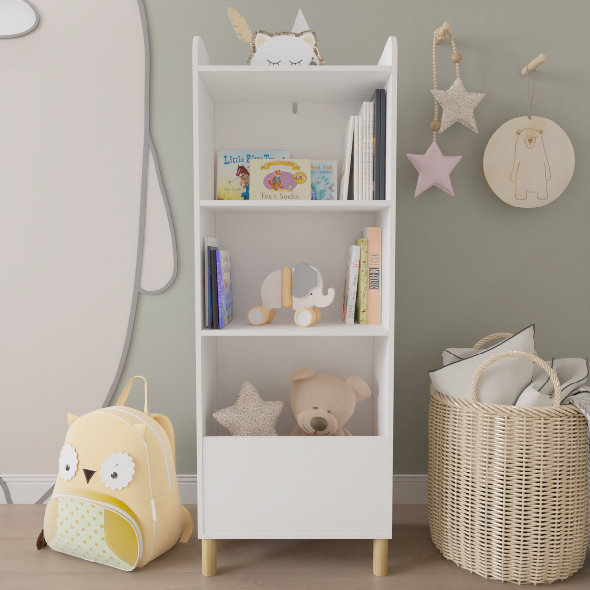 Kids 4-Tier Bookcase Children's Book Display Bookshelf Toy Storage – alternate view