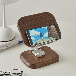Adjustable Walnut Wood Tablet Stand – alternate view