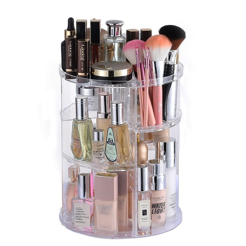 Rotating cosmetic storage box transparent desktop display rack – alternate view