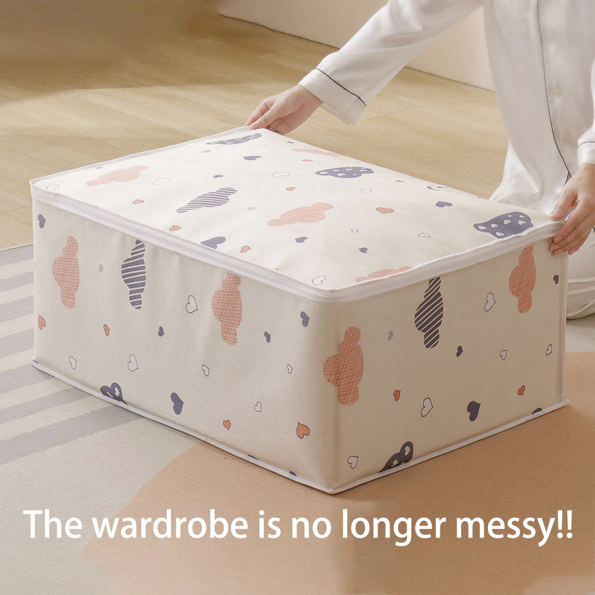 Dust-Resistant Quilt and Clothing Storage Bag – Clouds Beige