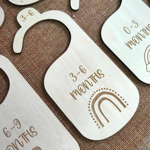 7 Pack Wooden Baby Hangers Nursery Closet Clothes Size Divider – alternate view