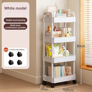 White rolling storage cart. Multifunctional, open shelves for books – Black