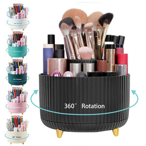 Home desktop rotatable dustproof large capacity pen holder storage – White