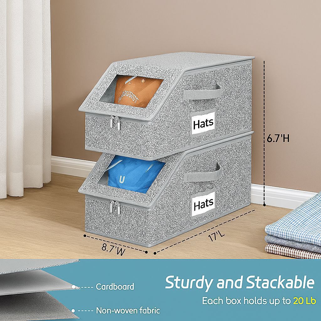 Zippered Hat Storage Box with Window – alternate view