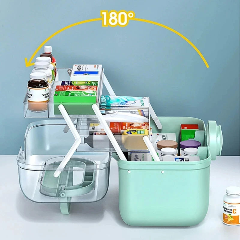 Large Capacity Family Medicine Organizer Box Portable First Aid Kit – White L