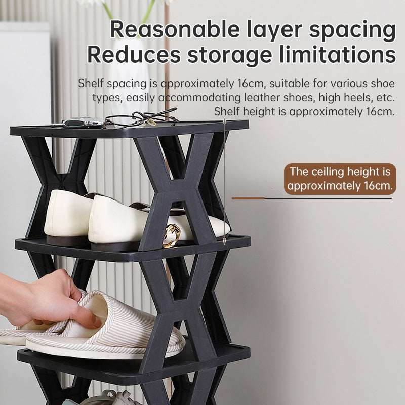 Stackable Plastic Shoe Rack – Black