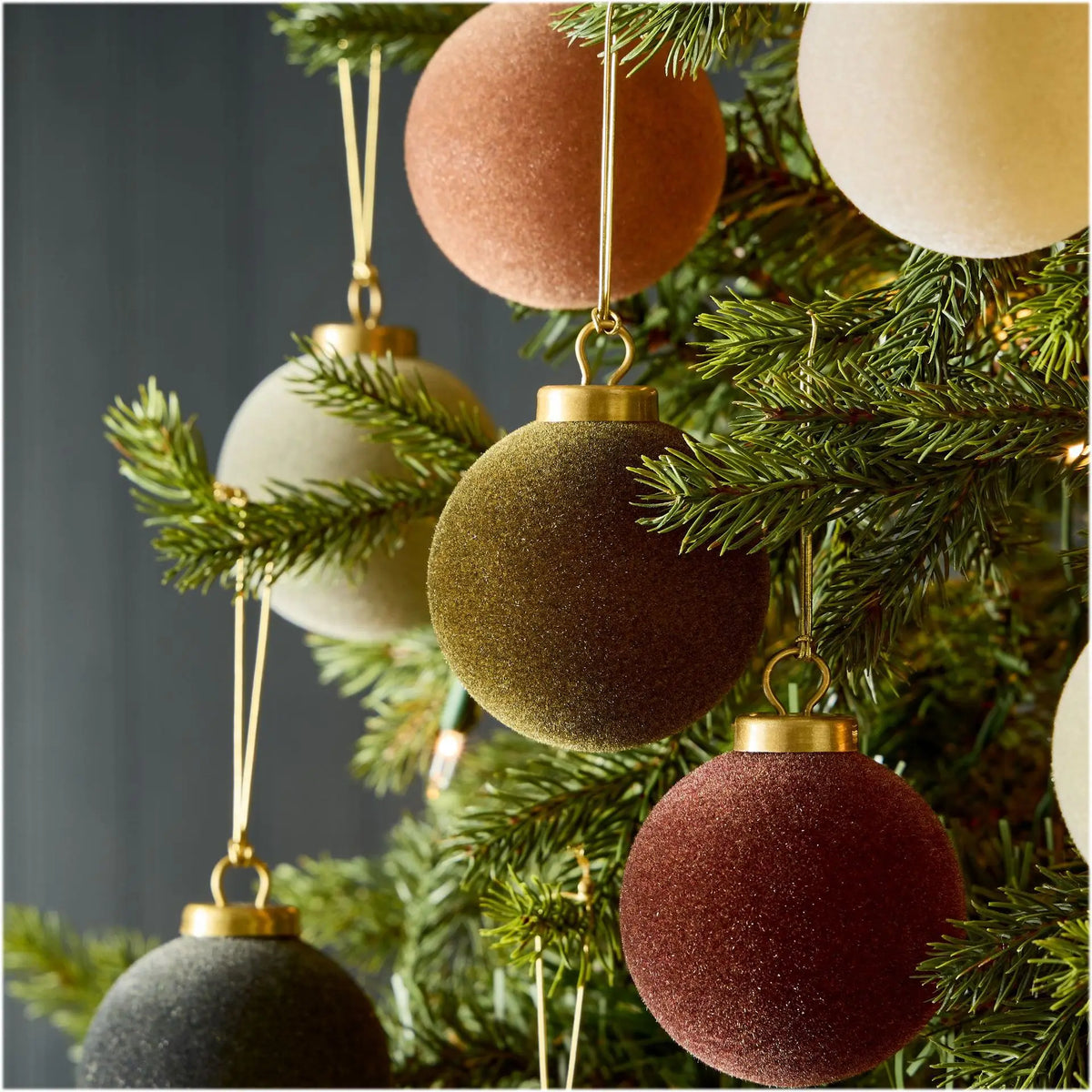 9-Piece Flocked Christmas Ball Ornament Set
