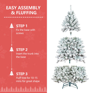 7-Foot Pre-Lit Snowy Artificial Christmas Tree