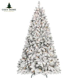 7-Foot Pre-Lit Snowy Artificial Christmas Tree