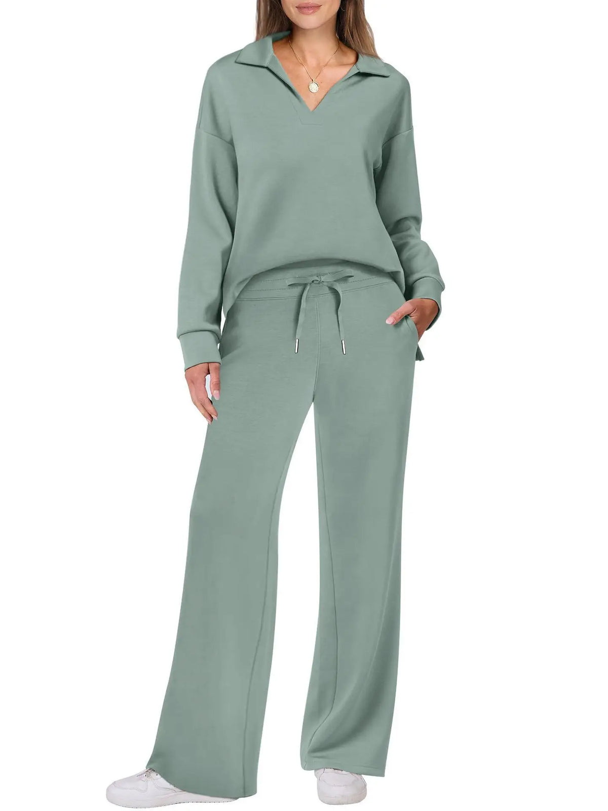 Women's Casual Long-Sleeve Two-Piece Pants Set