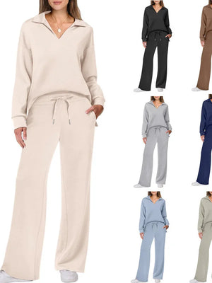 Women's Casual Long-Sleeve Two-Piece Pants Set