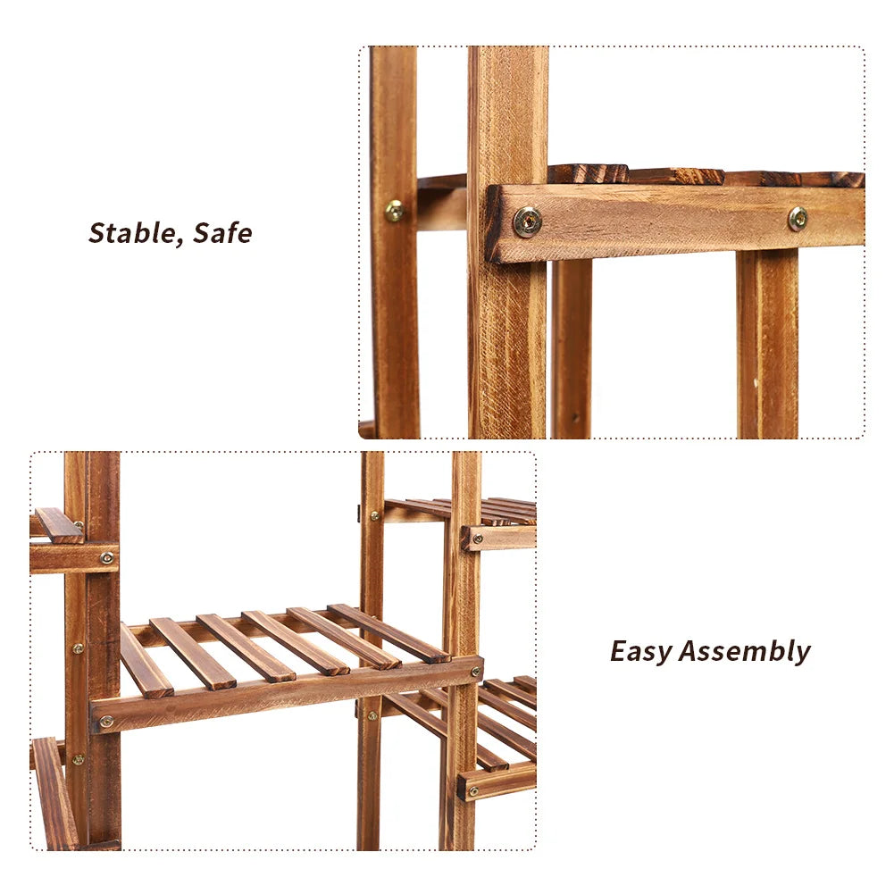 9-Tier Wooden Plant Stand
