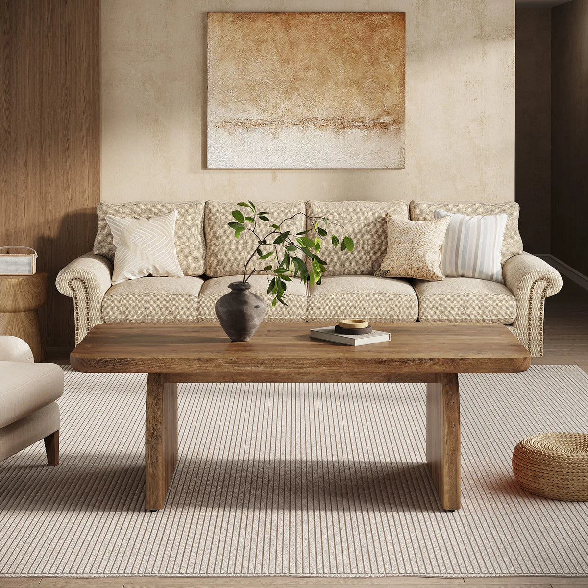 47 Inch Farmhouse Rectangular Coffee Table