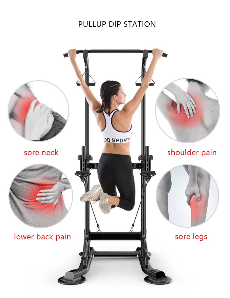 Adjustable Home Gym Pull-Up Station with Bench and Rack