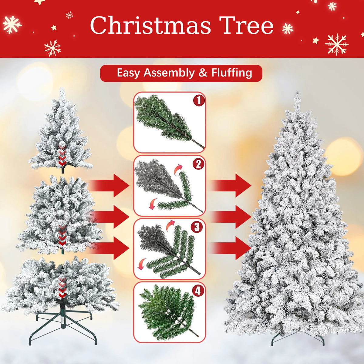 7-Foot Pre-Lit Snowy Artificial Christmas Tree