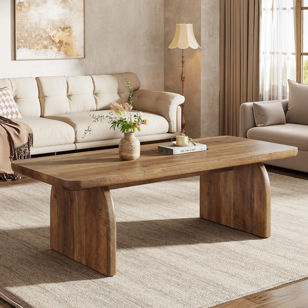 47 Inch Farmhouse Rectangular Coffee Table