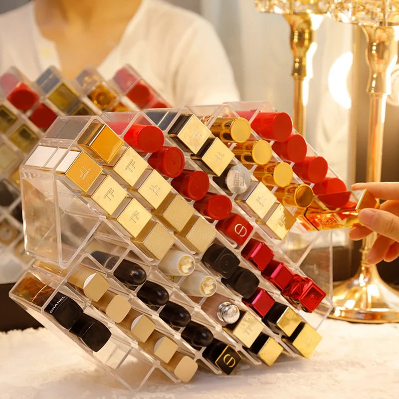 Clear 28-Compartment Acrylic Lipstick Organizer