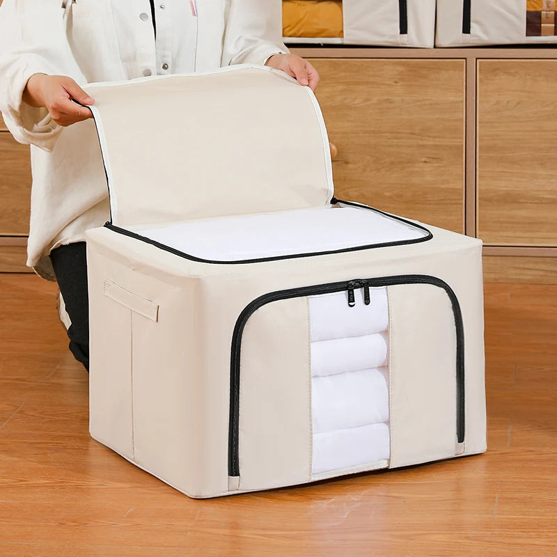 Foldable Fabric Storage Box with Metal Frame