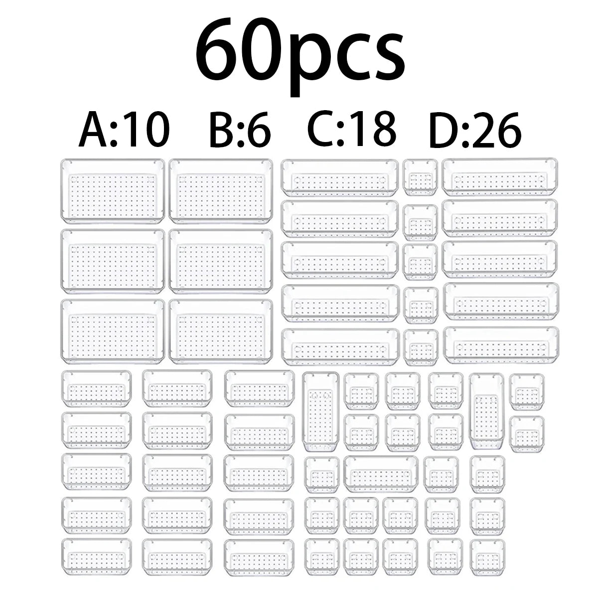44-Piece Modular Drawer Organizer Set