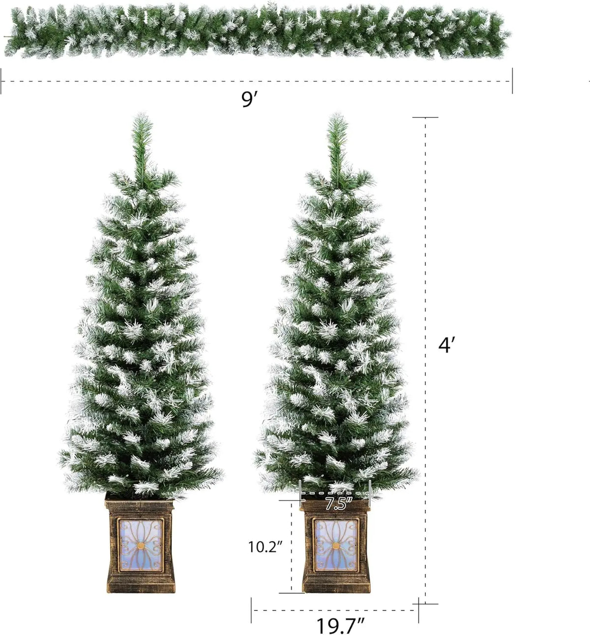 3-Piece Pre-Lit Christmas Wreath and Entrance Tree Set