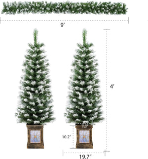 3-Piece Pre-Lit Christmas Wreath and Entrance Tree Set
